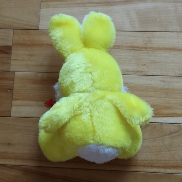 VINTAGE Yellow Bunny with Ribbon Stuffed Animal Plush - Picture 2 of 2